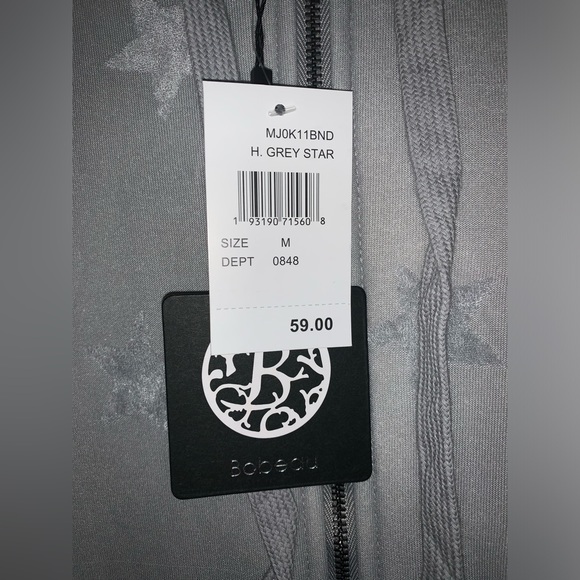 NWT‎ bobeau Heather gray stars hoodie with fuzzy fleece lining size medium - Picture 9 of 12